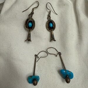 Vintage Turquoise and Sterling Silver Earrings Set